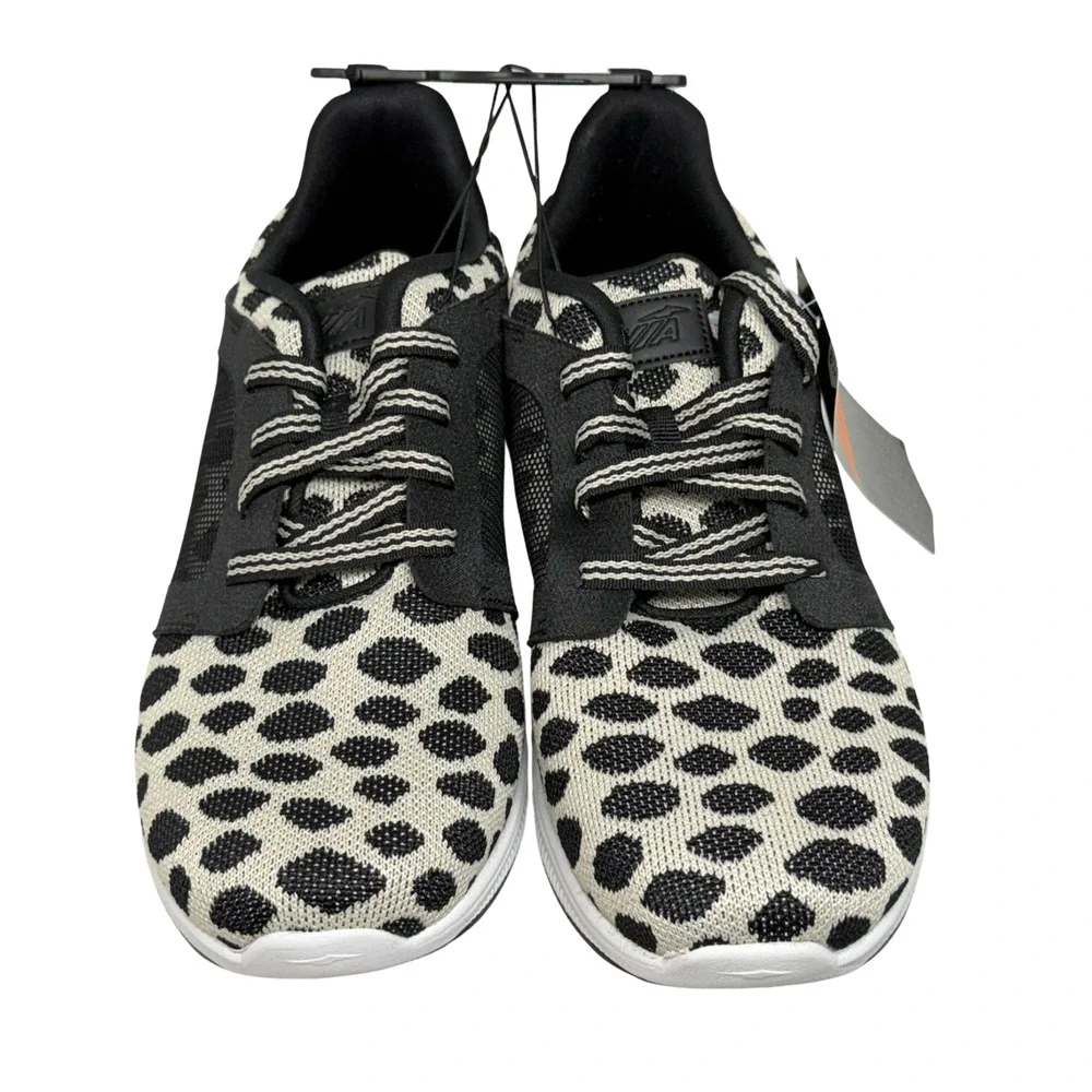 Avia Sz 8.5 Fashion Sneakers Leopard Print B&W Memory Foam Lace Up New